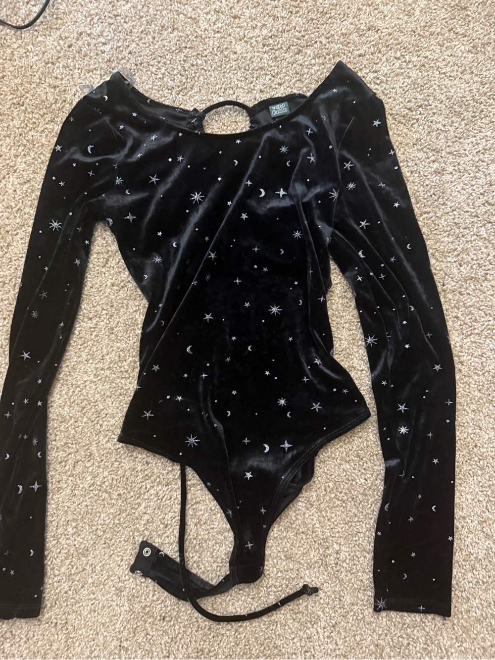 Black Velvet Celestial Long Sleeve Bodysuit
